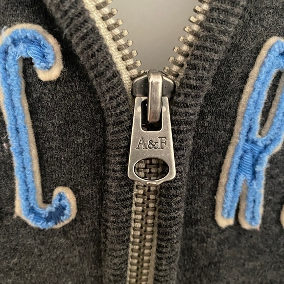 A&f Abercrombie & Fitch Gray & Blue Logo Hoodie Zippered Jacket Women - Picture 5 of 7